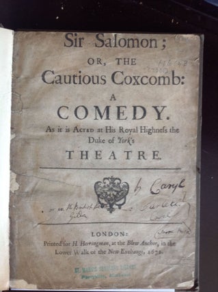 Item #110105 SIR SALOMON or The Cautious Coxcomb. John Caryll