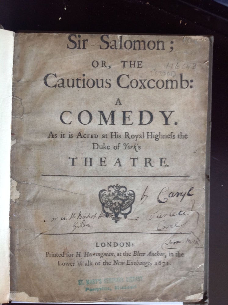 Item #110105 SIR SALOMON or The Cautious Coxcomb. John Caryll.