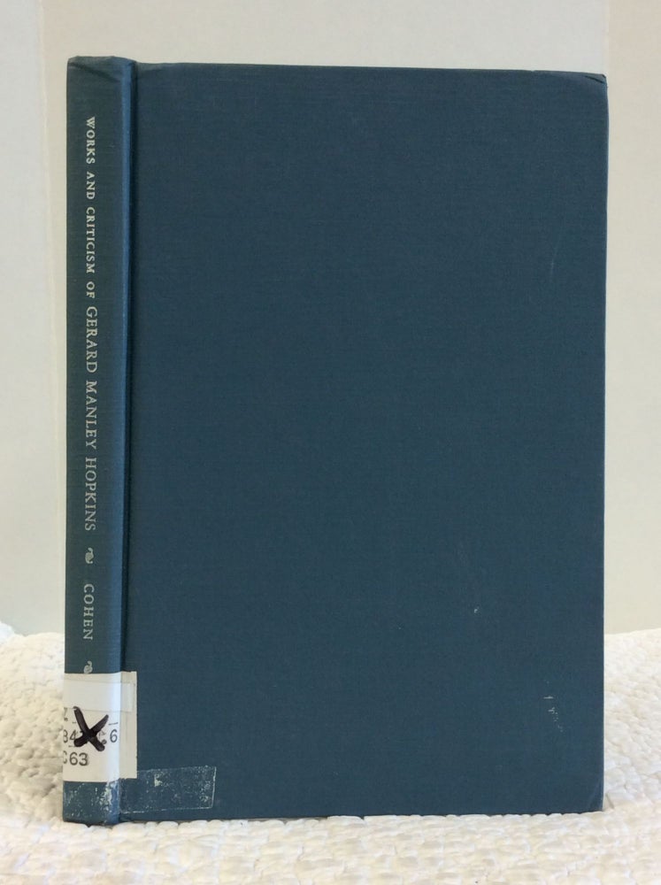 Item #123455 WORKS AND CRITICISM OF GERARD MANLEY HOPKINS: A COMPREHENSIVE BIBLIOGRAPHY. Edward H. Cohen.