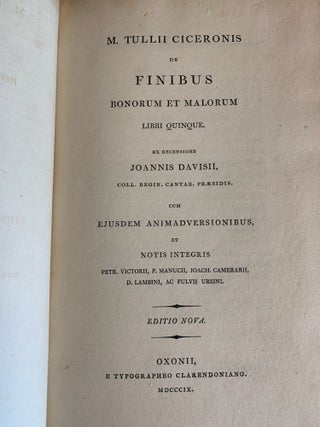 M. TULLII CICERONIS DE FINIBUS BONORUM ET MALORUM LIBRI QUINQUE