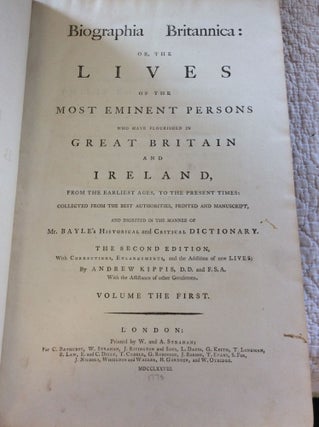 BIOGRAPHIA BRITANNICA or The Lives of the Most Eminent Persons who have flourished in Great Britain and Ireland: 5v set
