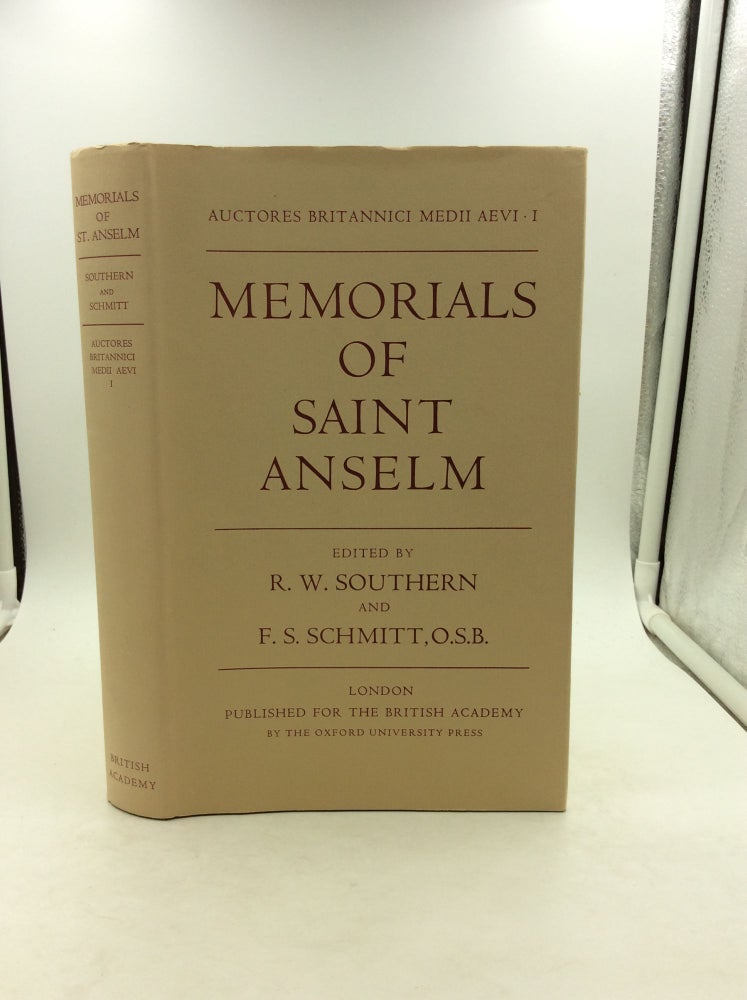Item #125452 MEMORIALS OF SAINT ANSELM. ed R W. Southern, ed F S. Schmitt.