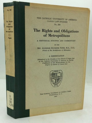 Item #1275761 THE RIGHTS AND OBLIGATIONS OF METROPOLITANS. Alphonse Sylvester Popek