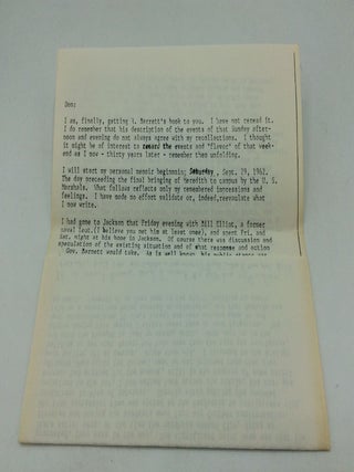 ARCHIVE OF MATERIAL ON THE 1962 BATTLE OF OXFORD, MISSISSIPPI - INCLUDING AN UNPUBLISHED ACCOUNT OF THE RIOTS BY AN OLE MISS PROFESSOR