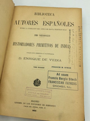 HISTORIADORES PRIMITIVOS DE INDIAS, Tomos I-II