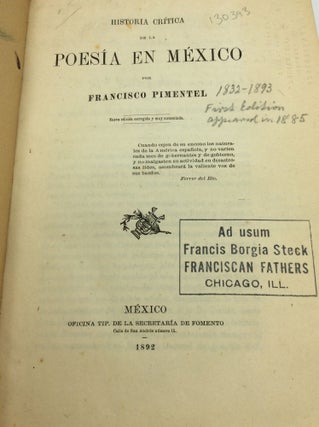 HISTORIA CRITICA DE LA POESIA EN MEXICO