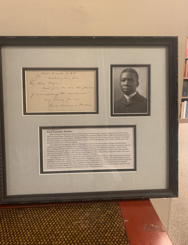 Item #1304302 ORIGINAL HANDWRITTEN AUTOGRAPH LETTER SIGNED BY PAUL LAURENCE DUNBAR. Paul Laurence Dunbar.