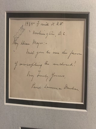 ORIGINAL HANDWRITTEN AUTOGRAPH LETTER SIGNED BY PAUL LAURENCE DUNBAR