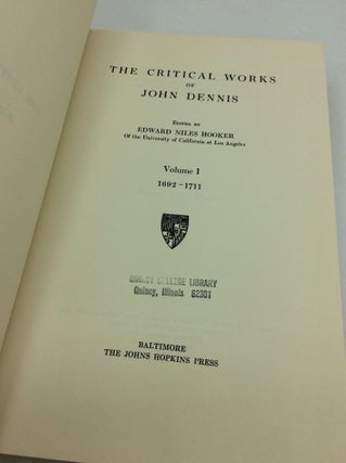 THE CRITICAL WORKS OF JOHN DENNIS: 2 Volumes