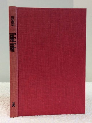 Item #132285 Belief Today. S. J Karl Rahner