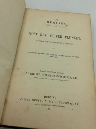 MEMOIRS OF THE MOST REV. OLIVER PLUNKET, ARCHBISHOP OF ARMAGH, AND PRIMATE OF ALL IRELAND