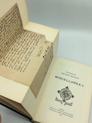 CATHOLIC RECORD SOCIETY: MISCELLANEA I, VOLUME 1