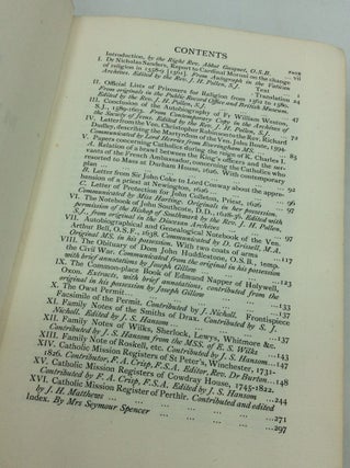 CATHOLIC RECORD SOCIETY: MISCELLANEA I, VOLUME 1