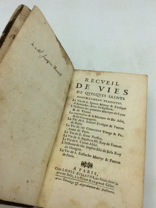 RECUEIL DE VIES DE QUELQUES SAINTS