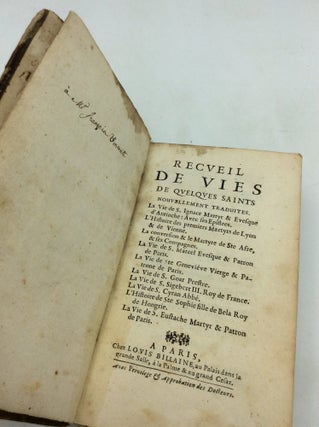 RECUEIL DE VIES DE QUELQUES SAINTS