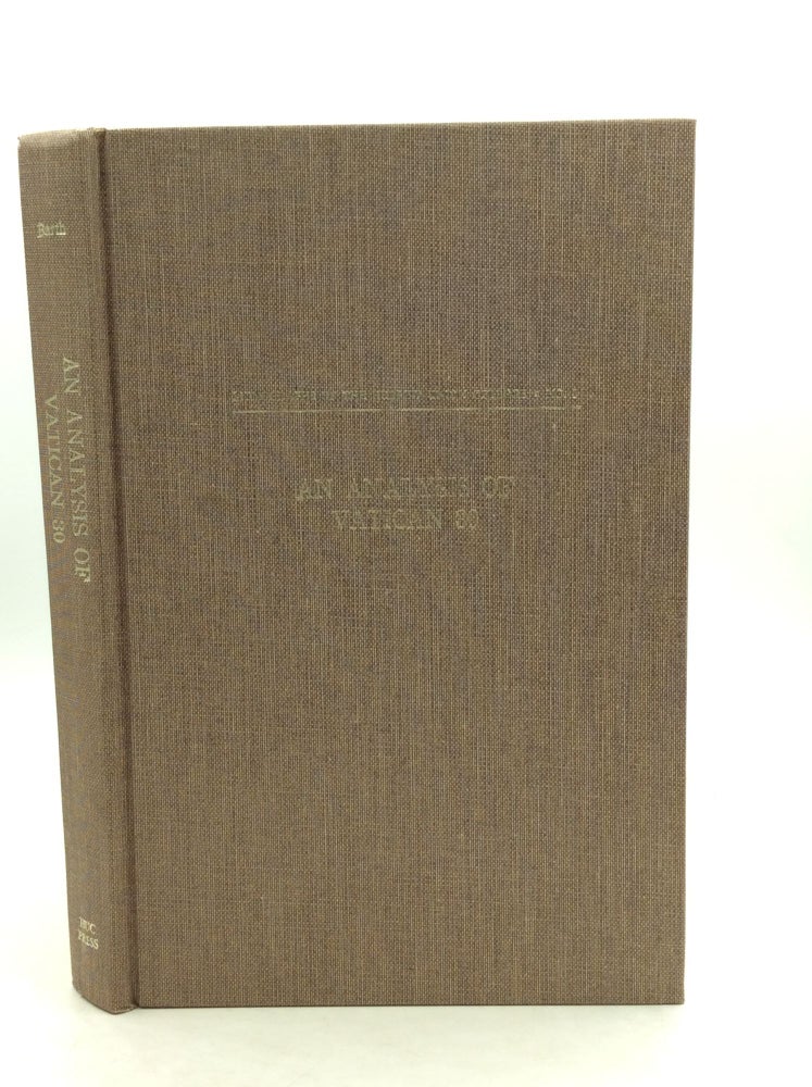 Item #148878 AN ANALYSIS OF VATICAN 30. Lewis M. Barth.