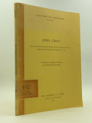 Item #151439 JOHN CAIUS: De Pronunciatione Graecae et Latinae Linguae cum Scriptione Nova...