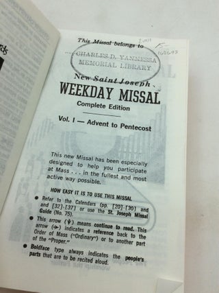 NEW SAINT JOSEPH WEEKDAY MISSAL: Complete Edition, Vols. I-II