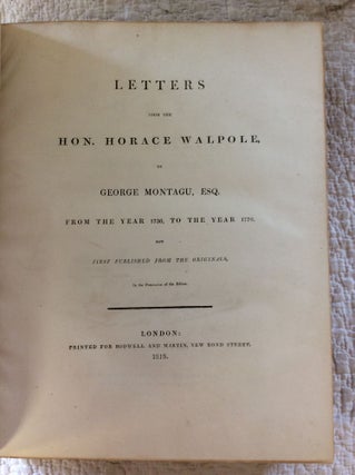 THE WORKS OF HORATIO WALPOLE, Earl of Orford, Volumes I-VI
