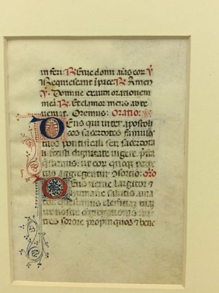 ILLUMINATED LATIN MANUSCRIPT LEAF FROM THE 15TH CENTURY Taken from a Book of Hours