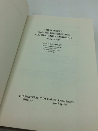 THE MEDIEVAL ENGLISH UNIVERSITIES: Oxford and Cambridge to c. 1500