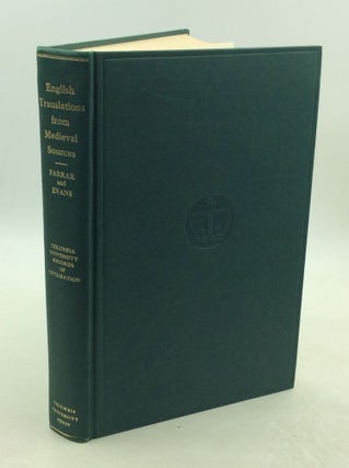 Item #177885 BIBLIOGRAPHY OF ENGLISH TRANSLATIONS FROM MEDIEVAL SOURCES. Clarissa P. Farrar,...