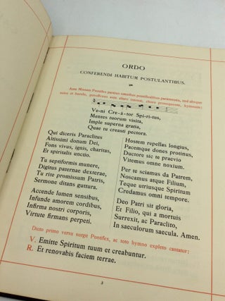 CAEREMONIALE SIVE ORDO CONFERENDI HABITUM POSTULANTIBUS et Suscipiendi Renovandique Vota Pauperum Ancillarum Jesu Christi.