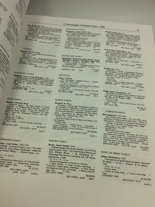 GENEALOGIES CATALOGUED BY THE LIBRARY OF CONGRESS SINCE 1986 with a List of Established Forms of Family Names and a List of Genealogies Converted to Microform since 1983