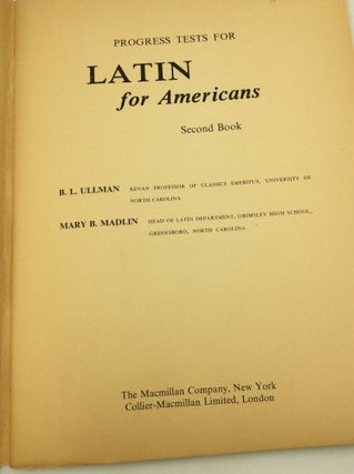 PROGRESS TESTS FOR LATIN FOR AMERICANS: Second Book
