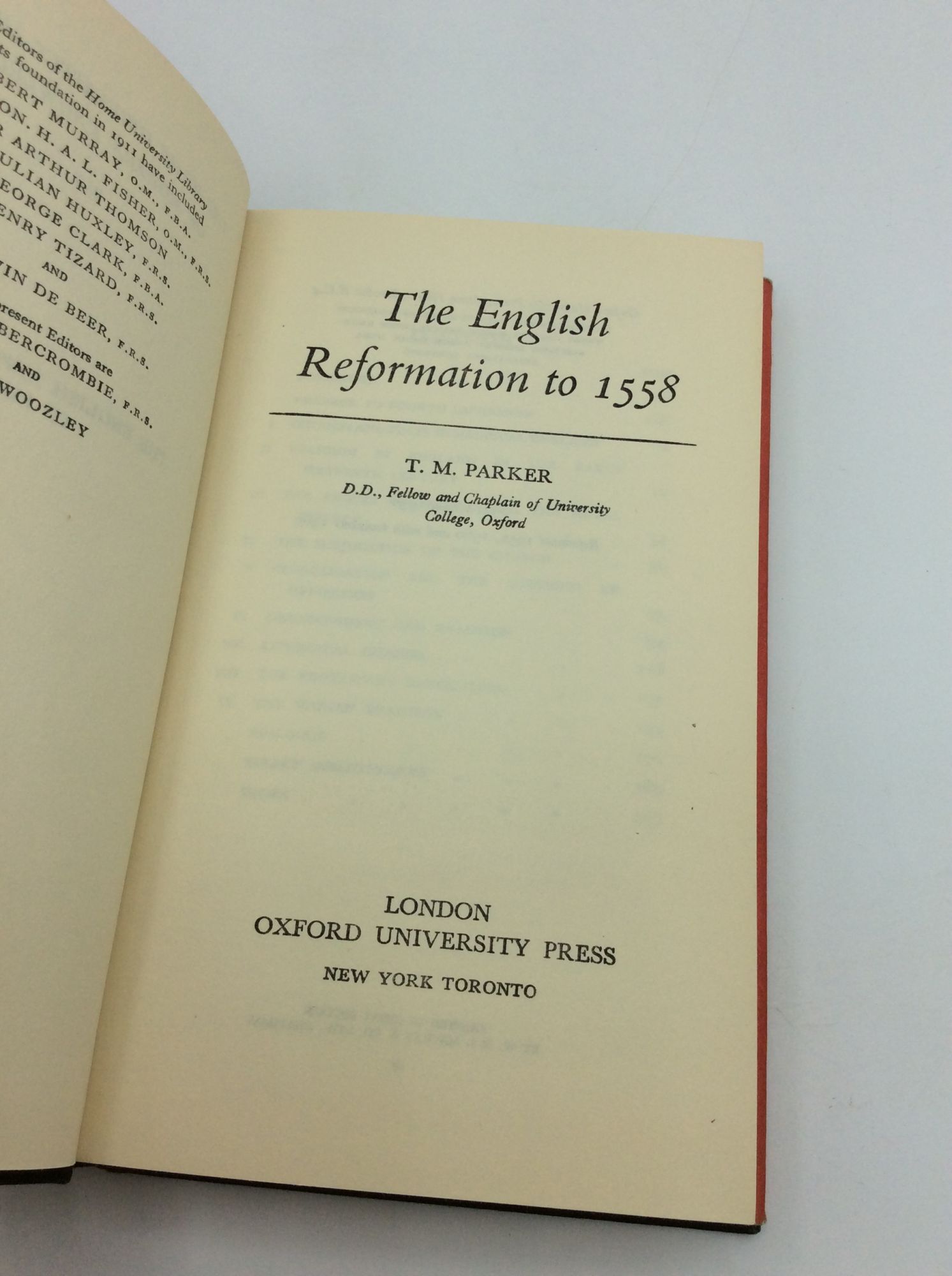 THE ENGLISH REFORMATION TO 1558 | T M. Parker | Revised Edition