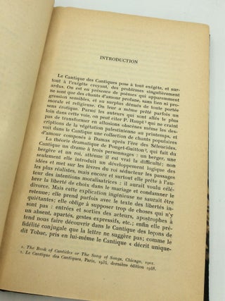 LE CANTIQUE DES CANTIQUES: Etude de Theologie Biblique et Reflexions sur une Methode d'Exegese