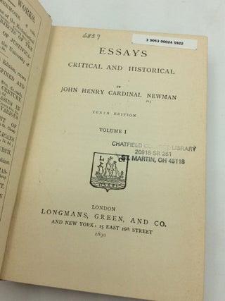 ESSAYS CRITICAL AND HISTORICAL, Volumes I-II
