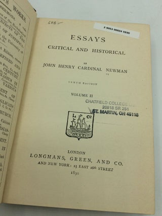 ESSAYS CRITICAL AND HISTORICAL, Volumes I-II