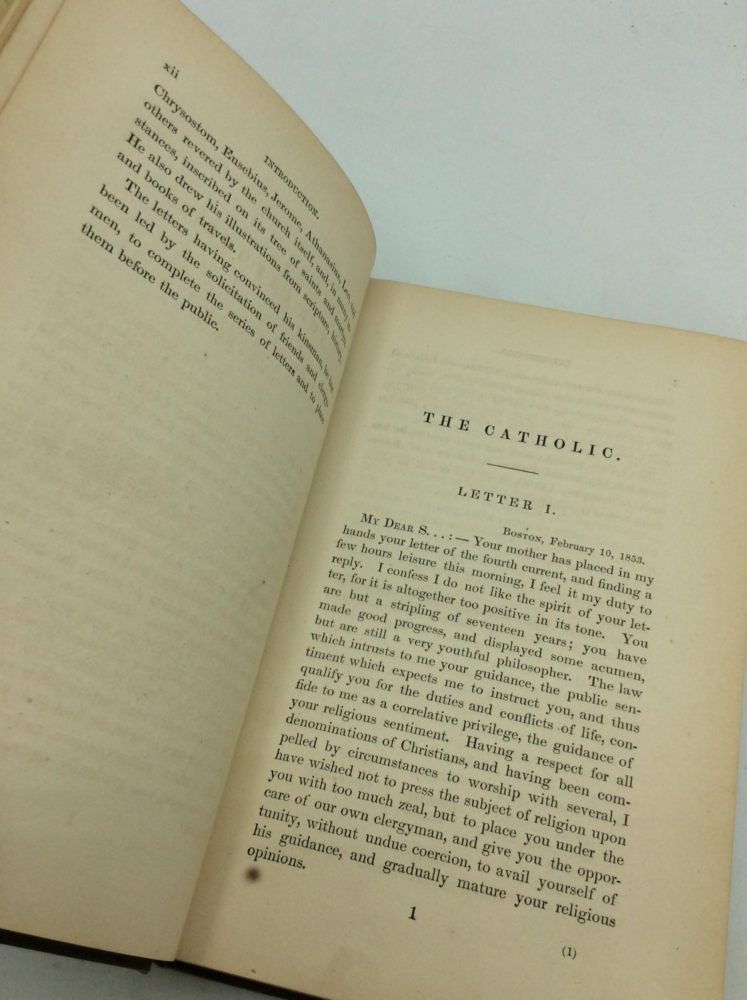 THE CATHOLIC: Letters Addressed by a Jurist to a Young Kinsman ...