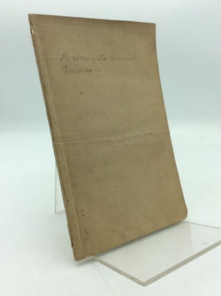 Item #204743 A REVIEW OF THE CONVENT QUESTION; With Remarks on The Lady Superior's Reply,...