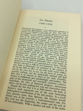 GREAT TWENTIETH CENTURY JEWISH PHILOSOPHERS: Shestov - Rosenzweig - Buber - With Selections from Their Writings
