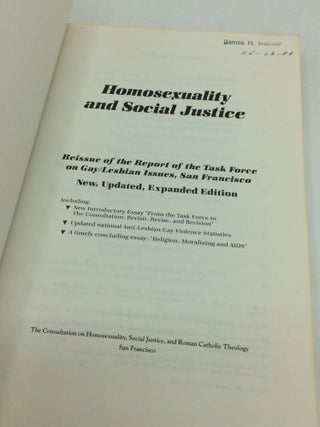 HOMOSEXUALITY AND SOCIAL JUSTICE: Reissue of the Report of the Task Force on Gay/Lesbian Issues, San Francisco