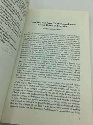 HOMOSEXUALITY AND SOCIAL JUSTICE: Reissue of the Report of the Task Force on Gay/Lesbian Issues, San Francisco