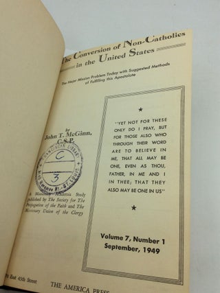 MISSIONARY ACADEMIA STUDIES Published by the Society for the Propagation of the Faith and the Missionary Union of the Clergy - Volume 7, Numbers 1-8, September 1949 - April 1950