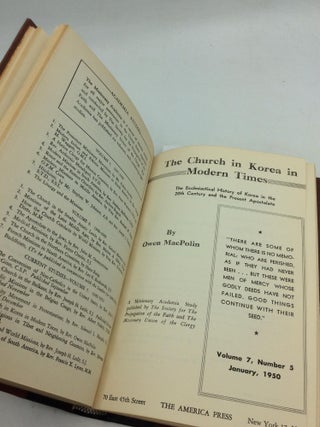 MISSIONARY ACADEMIA STUDIES Published by the Society for the Propagation of the Faith and the Missionary Union of the Clergy - Volume 7, Numbers 1-8, September 1949 - April 1950