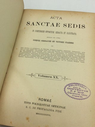 ACTA SANCTAE SEDIS In Compendium Opportune Redacta et Illustrata Volumen XX