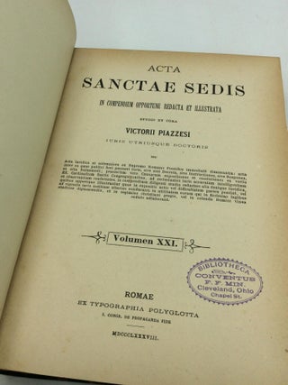 ACTA SANCTAE SEDIS In Compendium Opportune Redacta et Illustrata Volumen XXI