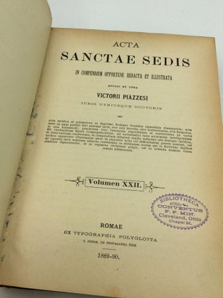 ACTA SANCTAE SEDIS In Compendium Opportune Redacta et Illustrata Volumen XXII