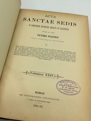 ACTA SANCTAE SEDIS In Compendium Opportune Redacta et Illustrata Volumen XXIV
