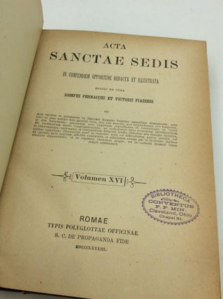ACTA SANCTAE SEDIS In Compendium Opportune Redacta et Illustrata Volumen XVI