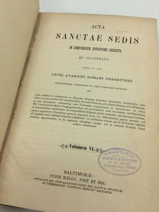 ACTA SANCTAE SEDIS IN COMPENDIUM OPPORTTUNE REDACTA ET ILLUSTRATA Volumen VI (1870)