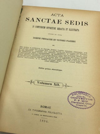 ACTA SANCTAE SEDIS IN COMPENDIUM OPPORTTUNE REDACTA ET ILLUSTRATA Volumen XII (1894)