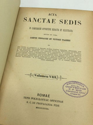 ACTA SANCTAE SEDIS IN COMPENDIUM OPPORTTUNE REDACTA ET ILLUSTRATA Volumen VIII (1882)