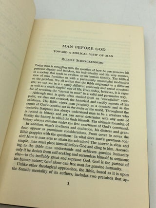 MAN BEFORE GOD: Toward a Theology of Man - Readings in Theology