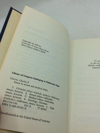 ISSUES IN SEXUAL AND MEDICAL ETHICS